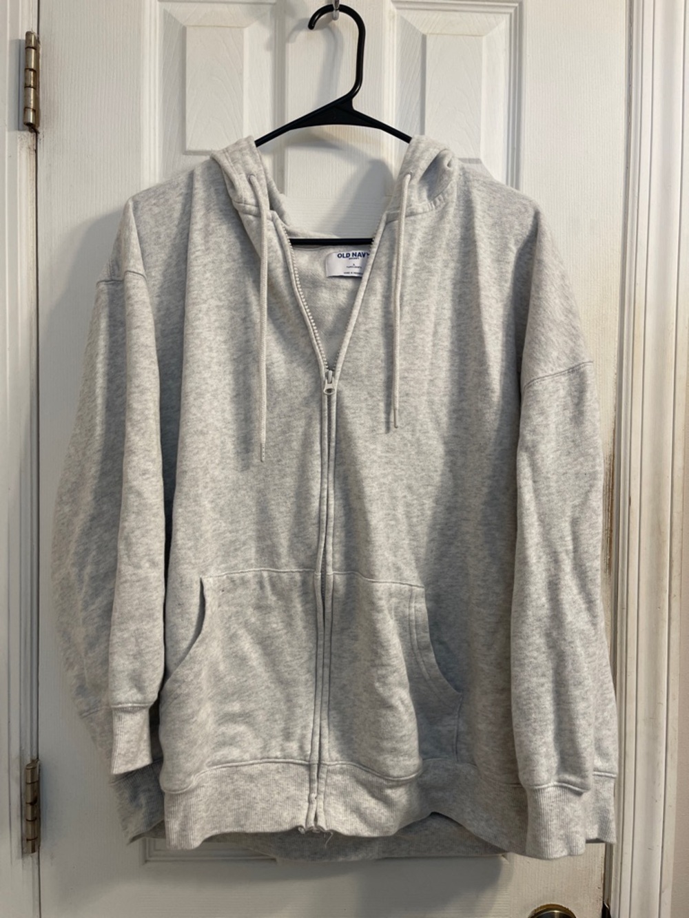 Old Navy Women’s Large Light Gray Full-Zip Hooded Sweater